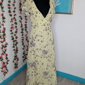 Modcloth Yellow Floral Maxi Dress